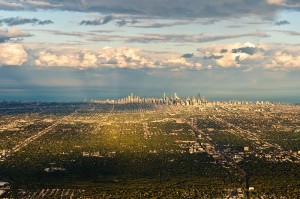 Chicago seen from the west.